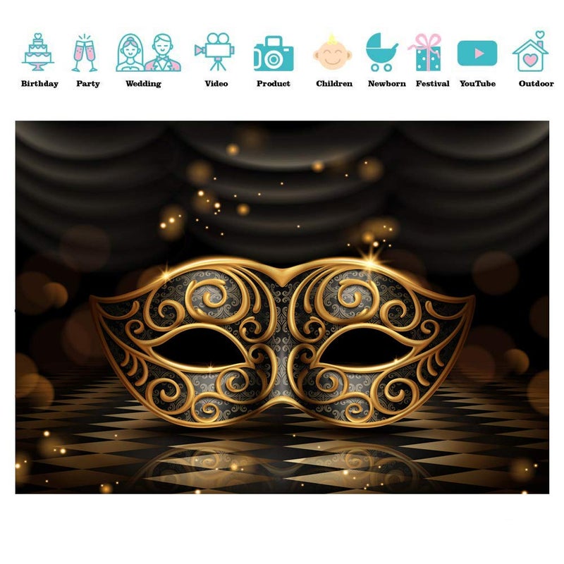 SJOLOON Mardi Gras Backdrop Carnival Masquerade Backdrop for Party Decoration Mardi Gras 11080(10x8FT) - Image 2